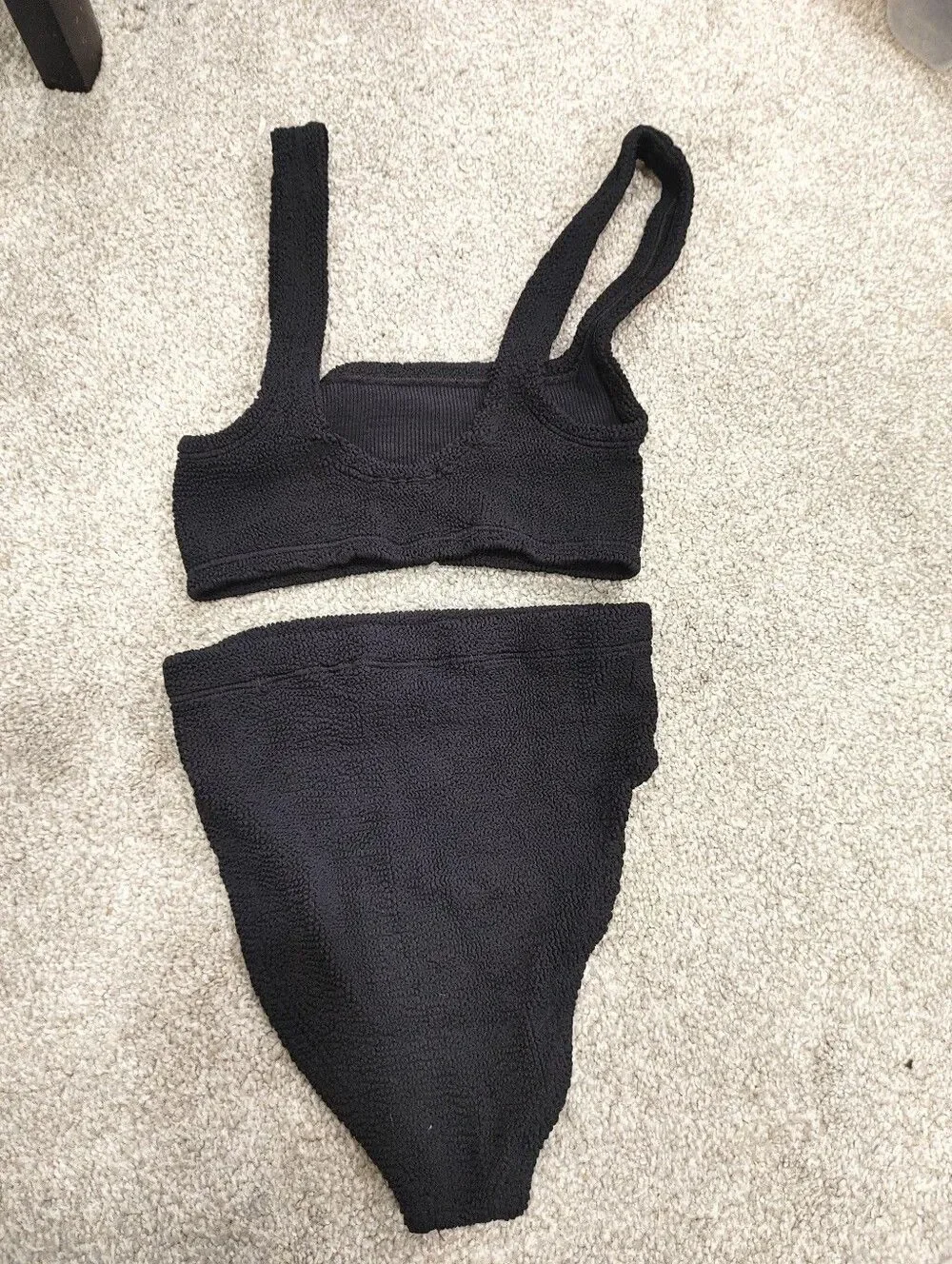 Hunza G Xandra Bikini in Black Square-Neck Black Set - Women Swimwear One Size